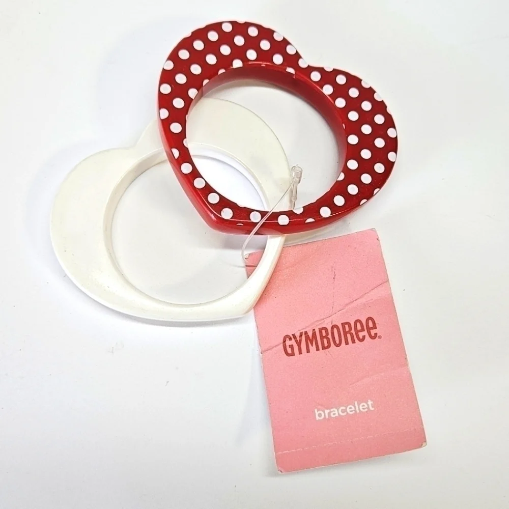 NEW Polka Dot Love Heart Plastic Bangle Two-Pack Valentine's Day 2011
